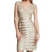 Adrianna Papell Champagne Gold Tiered Ruffle Empire Waist Dress 6 New