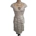 Adrianna Papell Champagne Gold Tiered Ruffle Empire Waist Dress 6 New