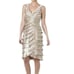 Adrianna Papell Champagne Gold Tiered Ruffle Empire Waist Dress 6 New