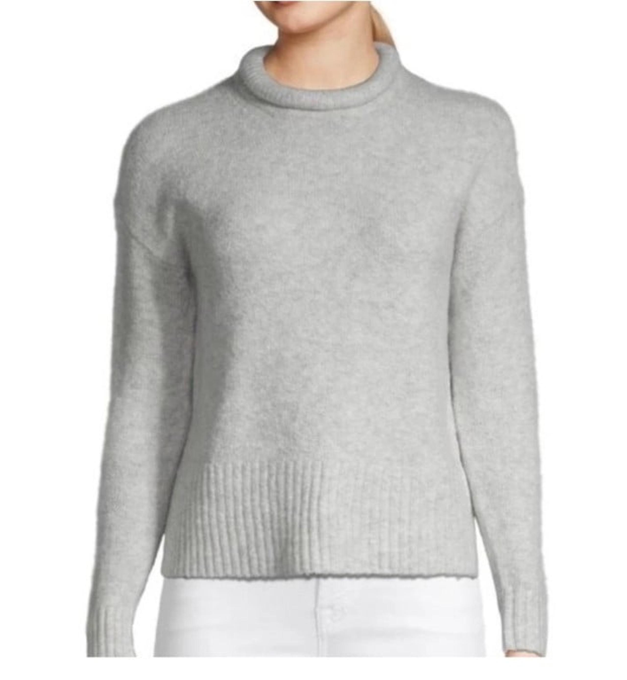 Madewell Women's Mockneck Wool blend Sweater with Ribbed Cuffs in Light Gray XS