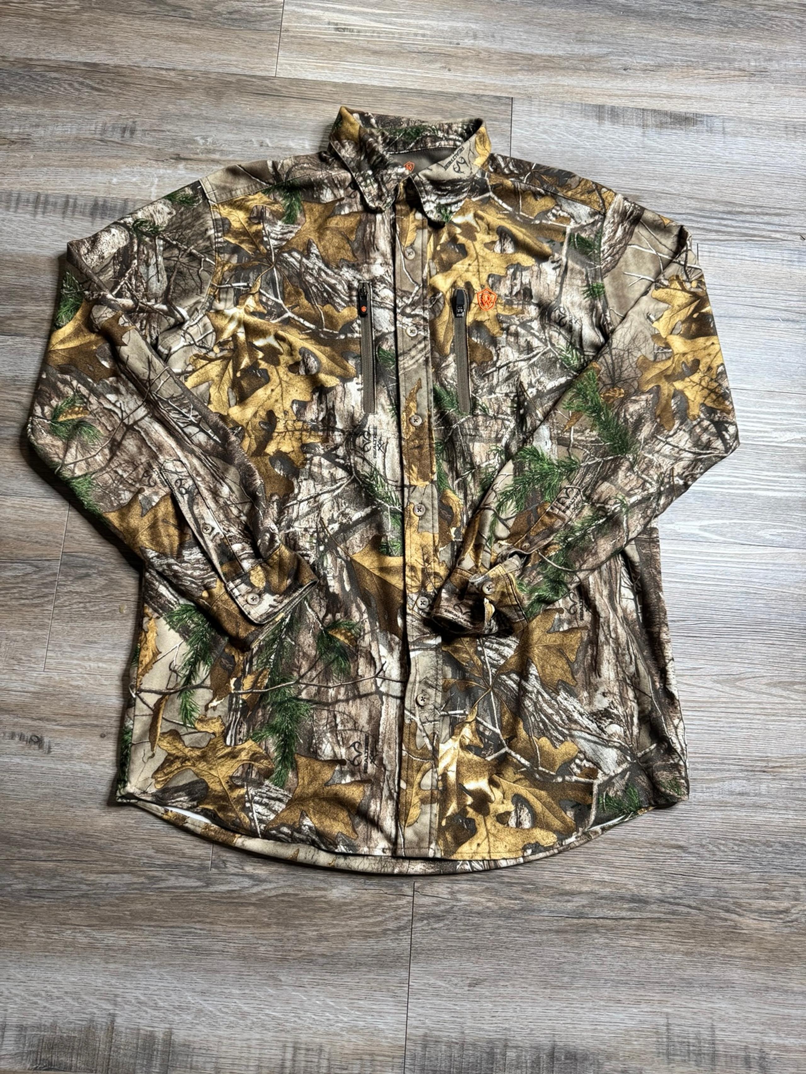 Game Winner Camo Shirt L Button Up Real Tree Break Up Infinity Long Sleeve