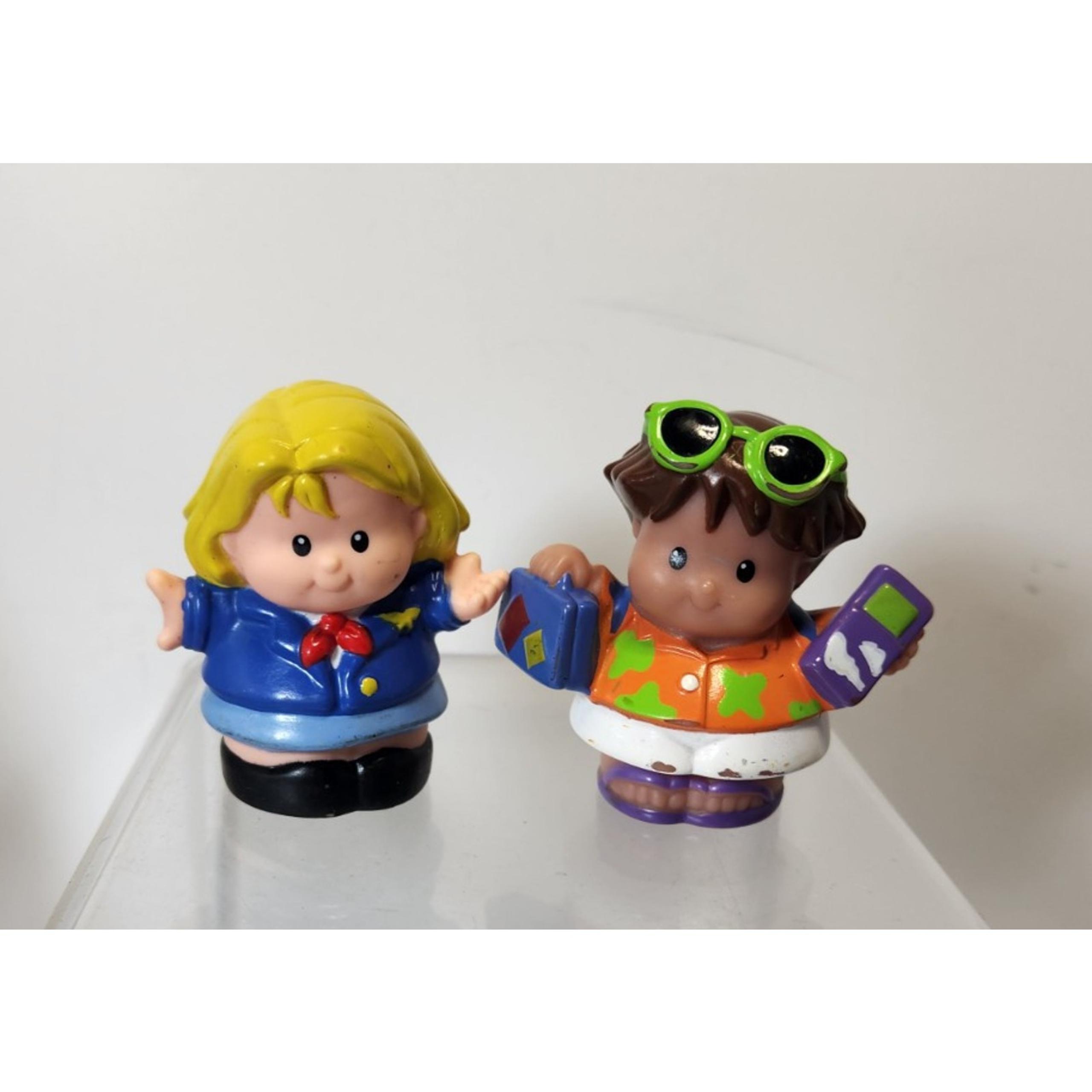 Lot of 2 Little People Vacationer Airline Stewardess Figures 1998 2008 Mattel FP