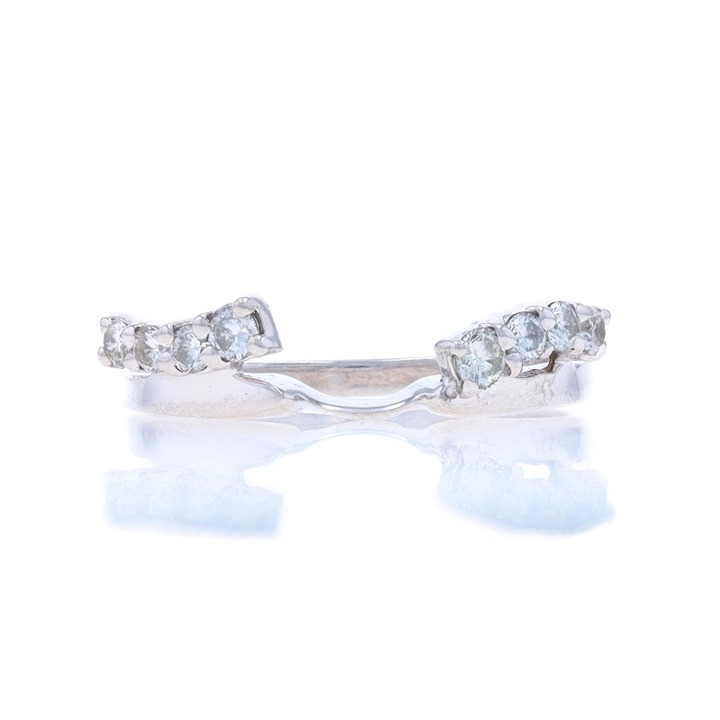 White Gold Diamond Enhancer Wedding Band 14k Rnd Brill .23ctw Guard Ring LX4054