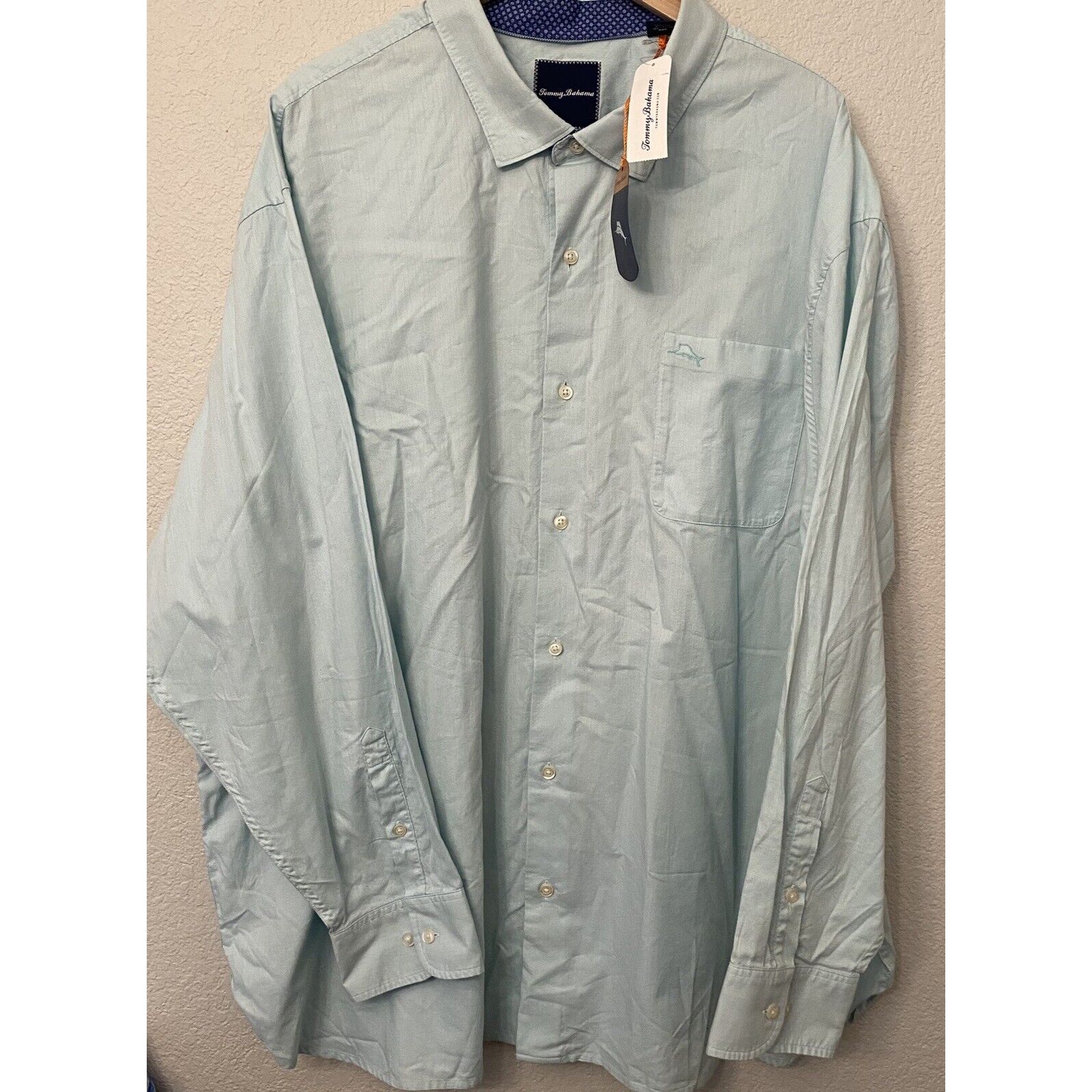 Tommy Bahama Shirt Mens 3XL Light Blue Pima Cotton Long Sleeve 3XB NWT