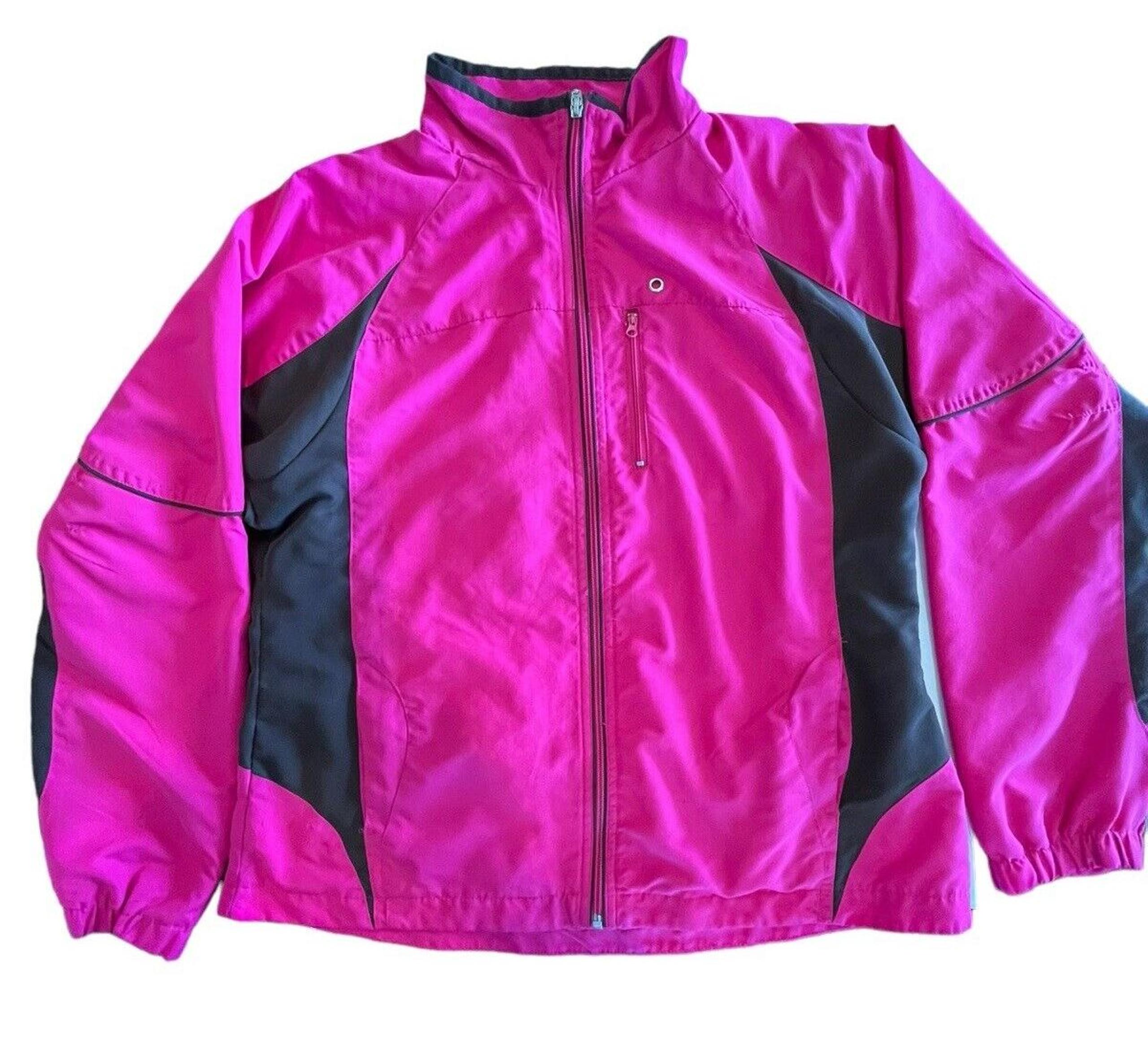 Danskin Now Womens Pink and Black jacket XL 16-18 windbreaker zip up.