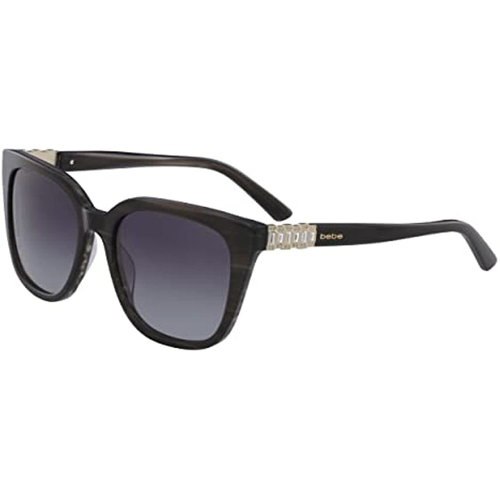 NEW Bebe BB 7199 001 Jet Black Sunglasses with Swarovski Crystals & Bebe Case