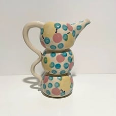 Kris Cravens Ceramic Geometric Polka Dot Pitcher