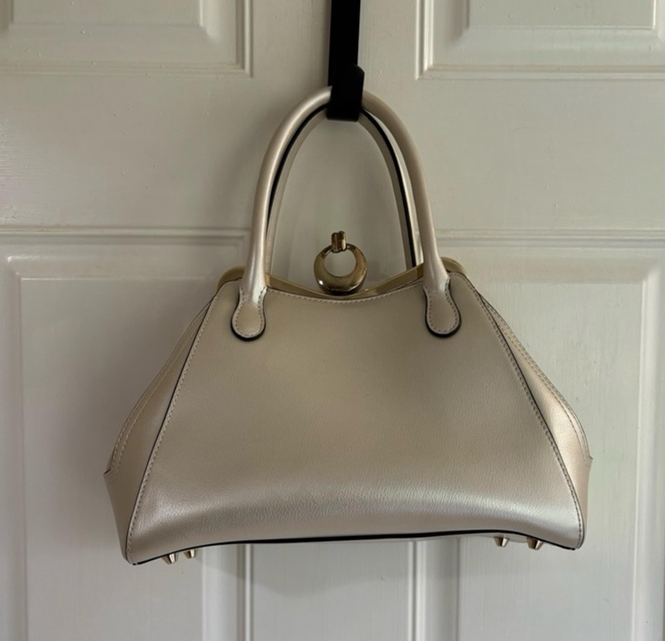 Cromia - Cream Convertible Leather Purse W/ Gold Frame and new shoulder strap.
