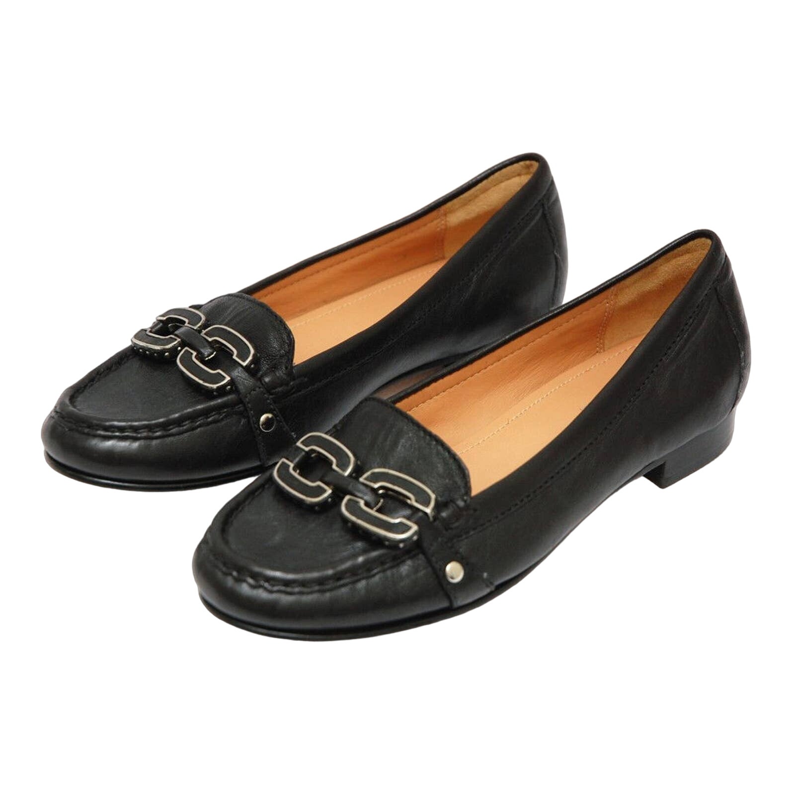 COACH ELLA Leather MOC LOAFER FLAT SHOE BLACK 5.5 NEW