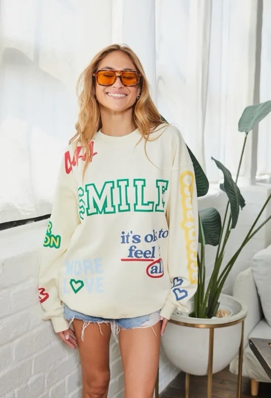 The Mayfair Group Affirmations Crewneck in Cream XS