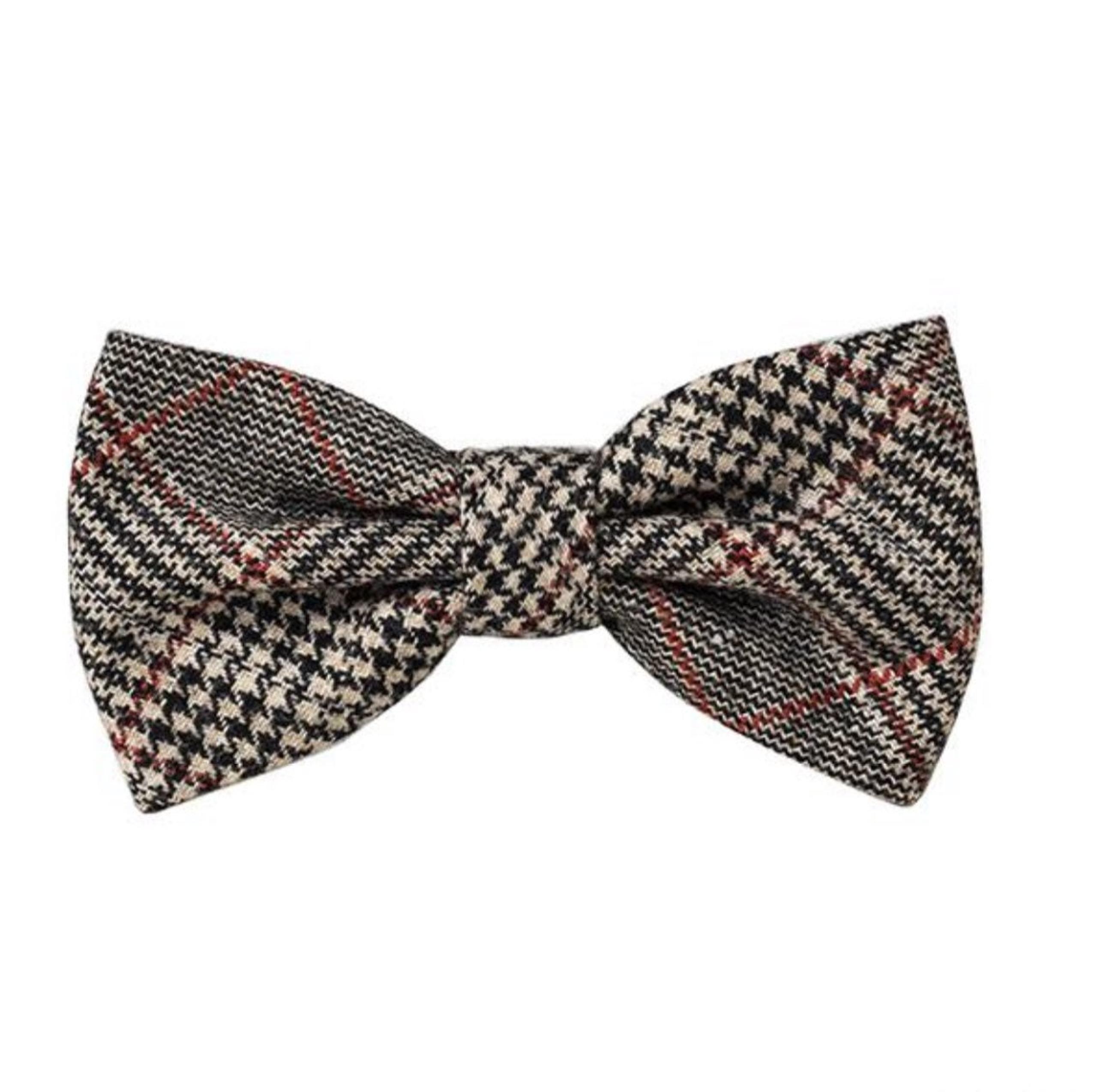 Men's Black Glen Check Tweed Bow Tie