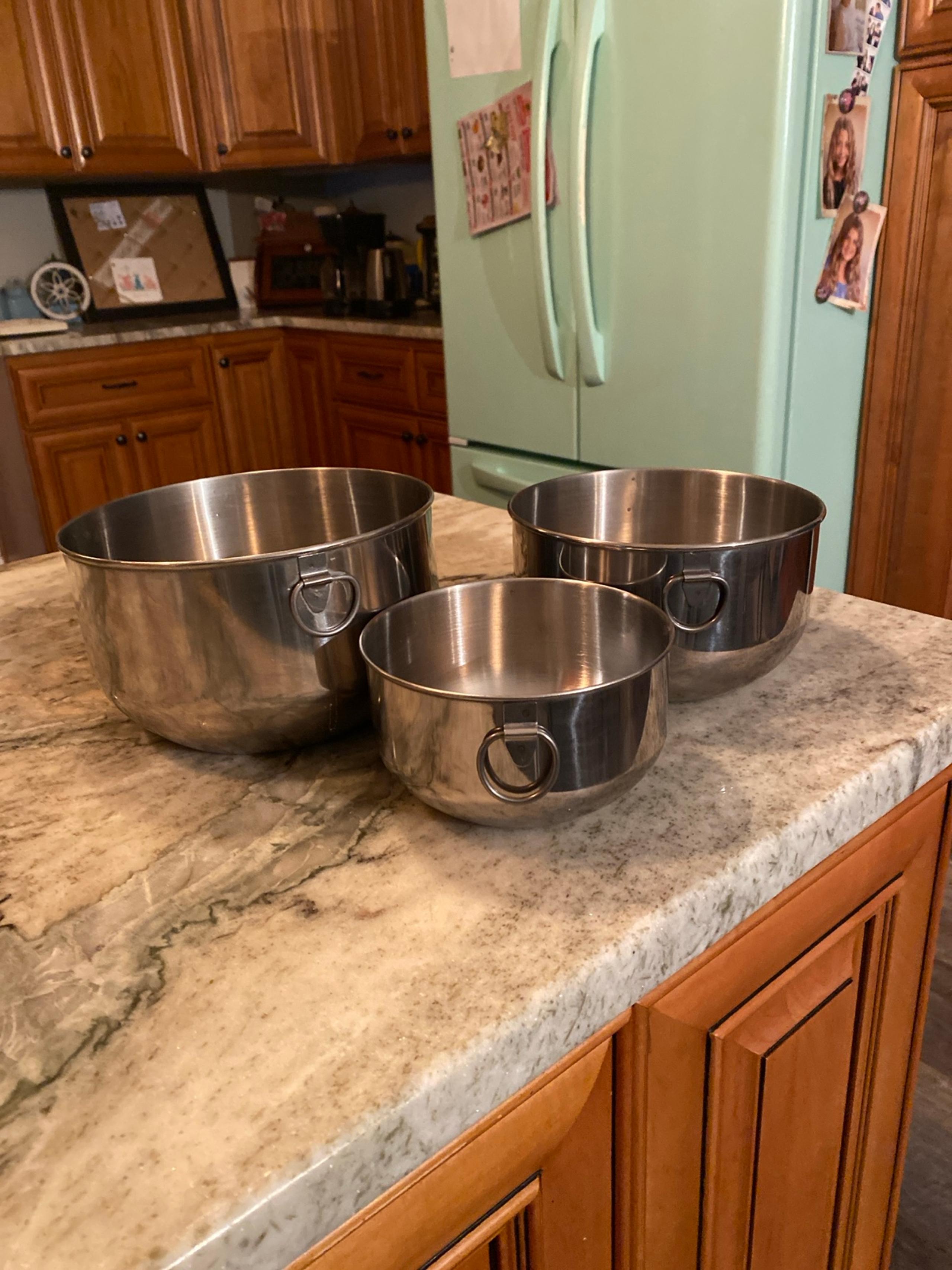 Farberware Nested double D-Ring Stainless Steel Mixing Bowls vintage set of 3