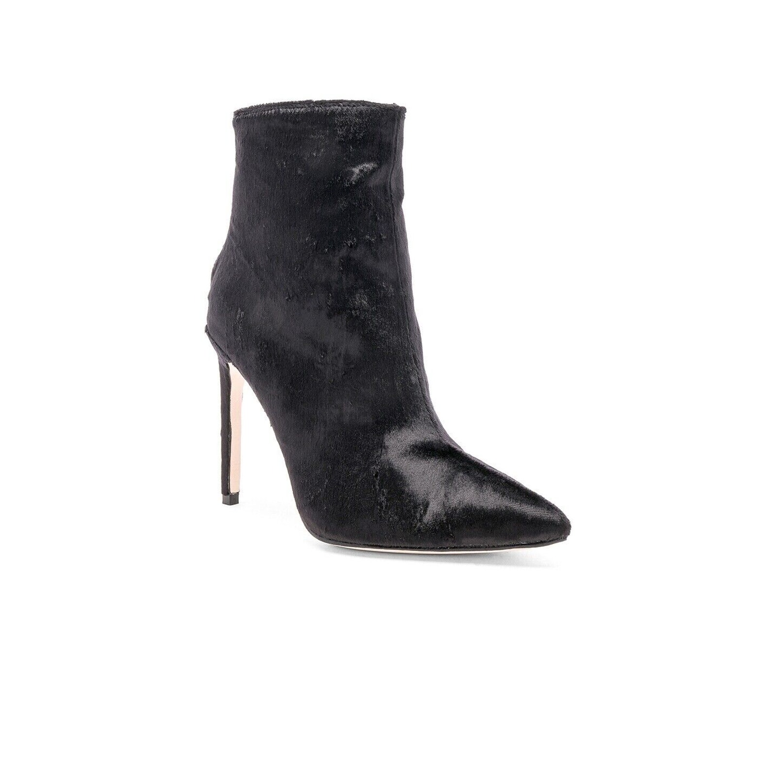 RAYE Christine Bootie Chrissy Teigen Velvet Velour Black Point Toe Slim Heel 6.5