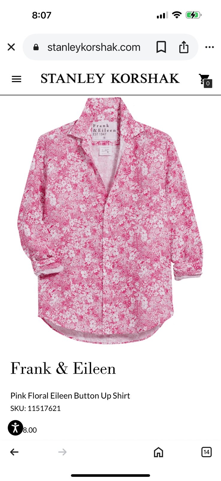 Frank & Eileen  Pink Floral Eileen Button Up Shirt