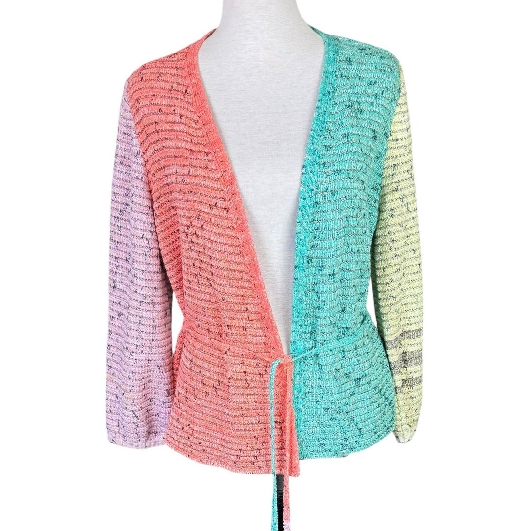 Nic + Zoe NWT Color Crush Wrap Around Tie Knit Cardigan Sweater