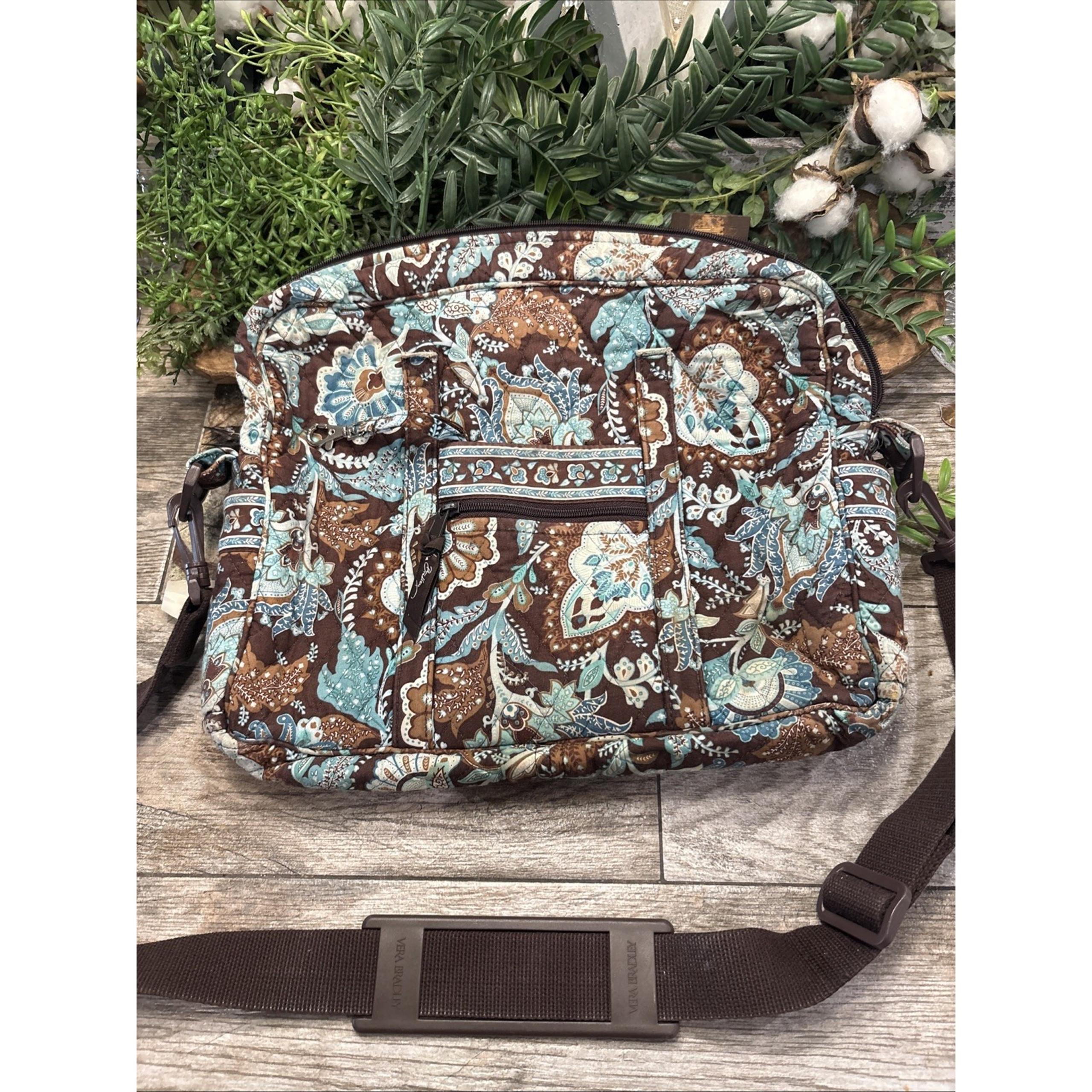 Vintage Vera Bradley Java Blue Brown Tote Bag with Shoulder Strap