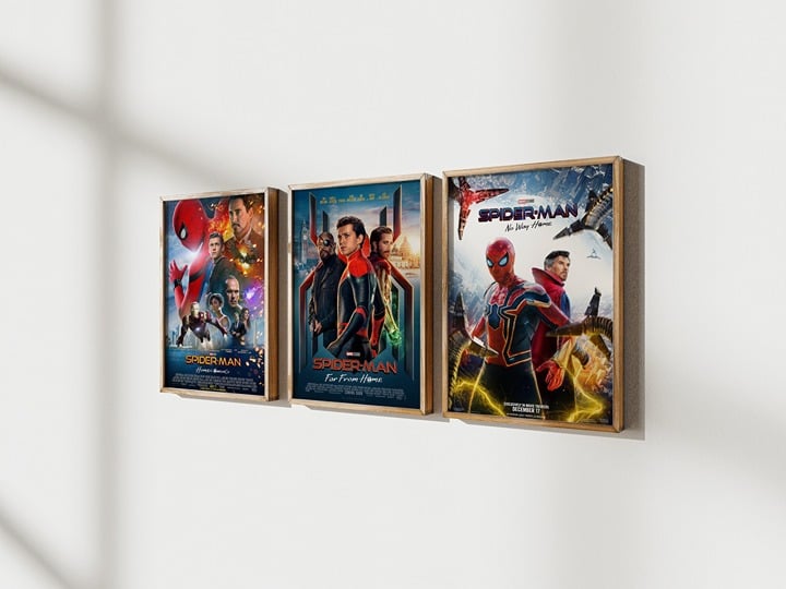 Spiderman Posters, 3 Set Unframed Trilogy Marvel Avengers