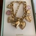 ATTERRI woman owned Gold Heart Charm Cubic Zirconia Pink Stones Bracelet NWT