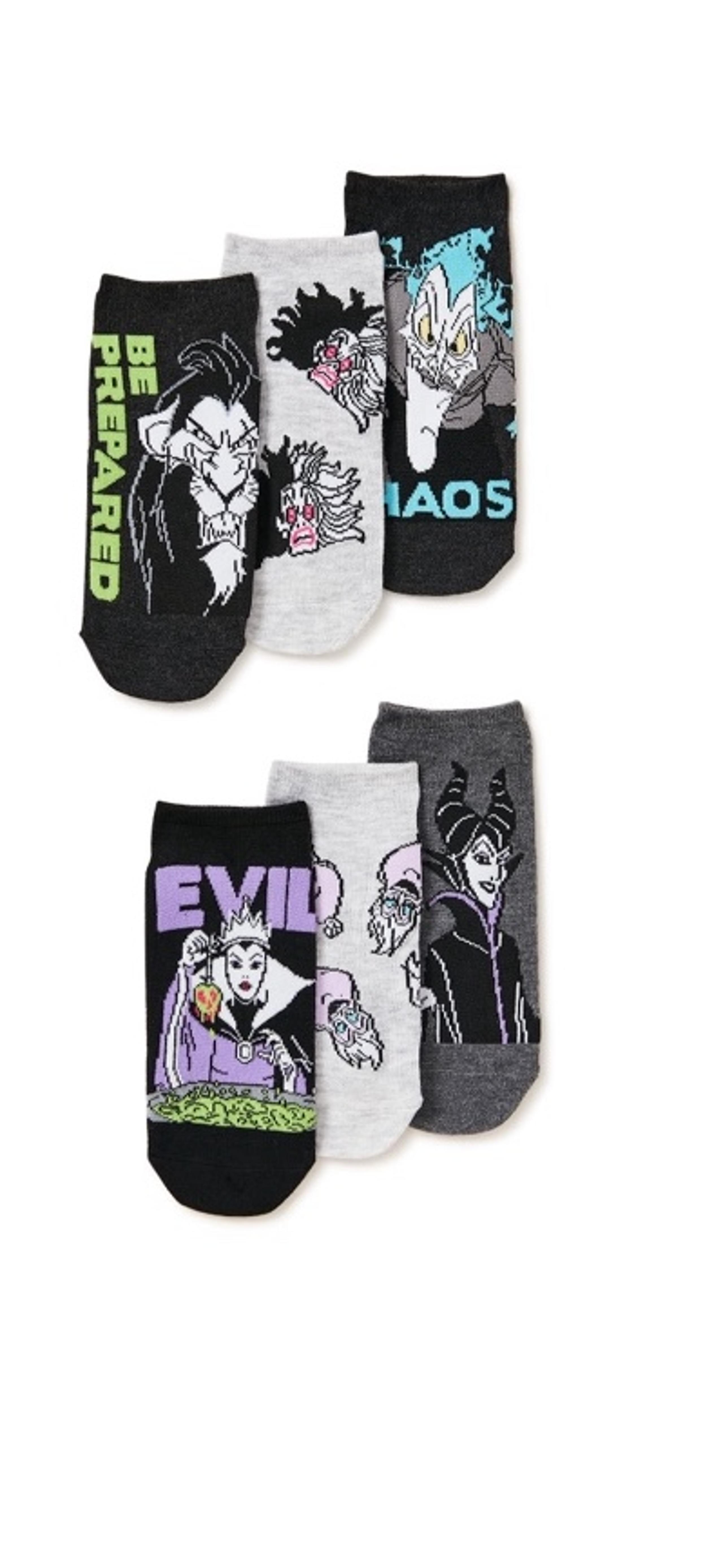 Disney Villains Women's No Show Socks, 6-Pack
