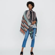 EUC Maje Emilia Mulitcolor Fringe Poncho Wrap Jacketet One Size