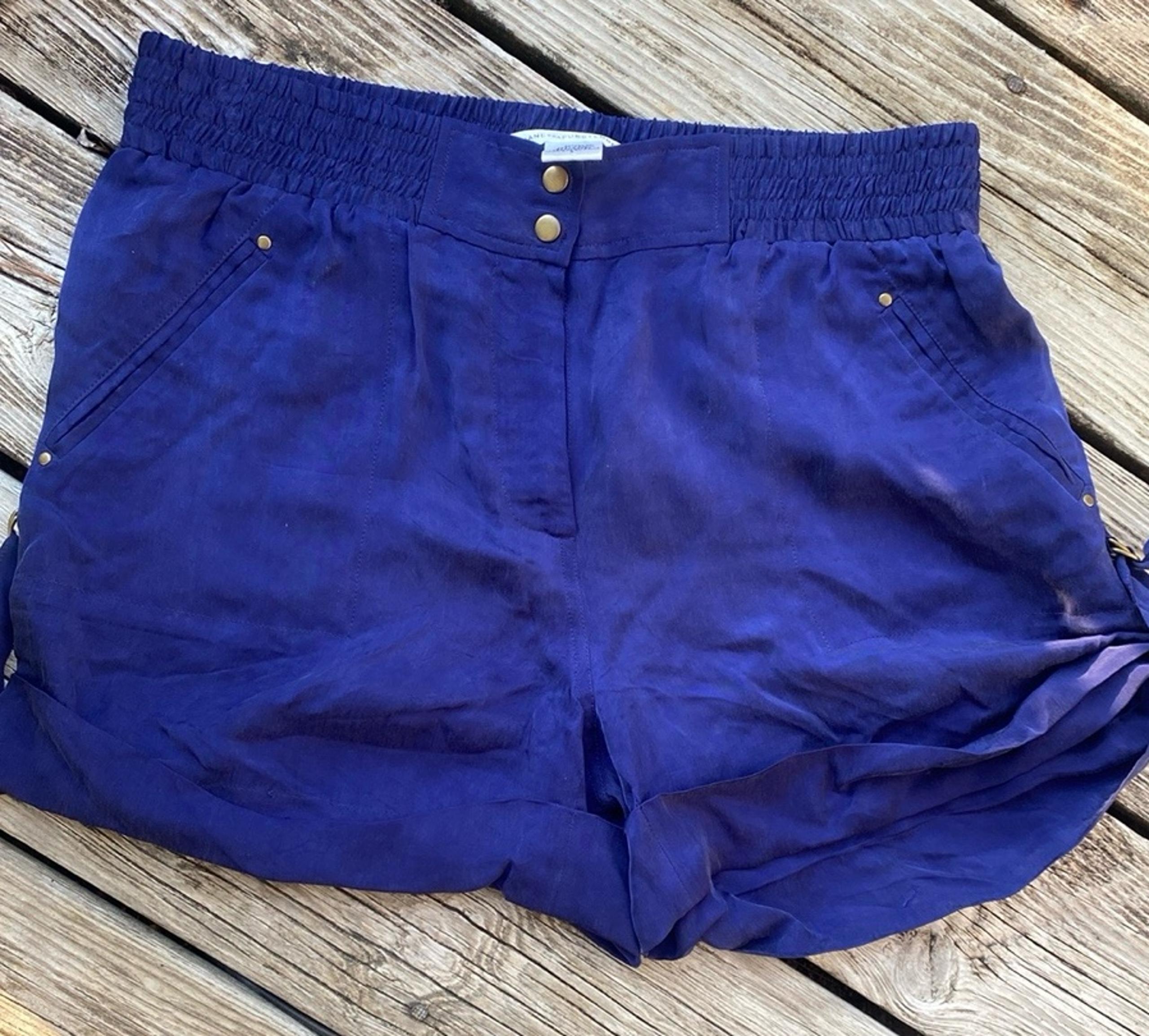 Diane Von Furstenberg High Waist Blue Shorts Relaxed Fit