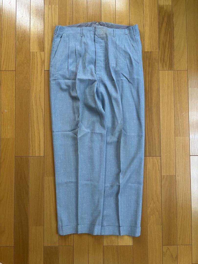 40s-50s Rayon Gabardine Slacks with a Slubbed Texture