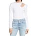 K.NGSLEY White XL Roman Ribbed Asymmetric Cutout Crew Neck Long Sleeve Top NEW
