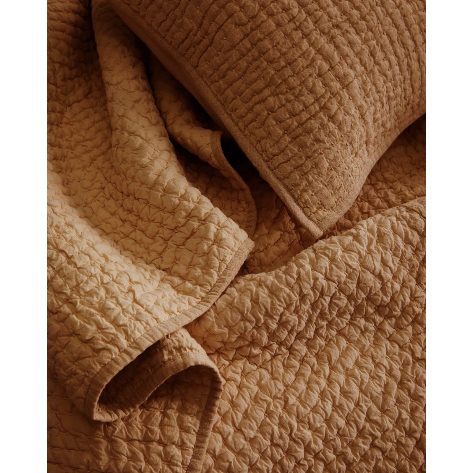 Quince Euro-Linen Cotton Stitch Quilt Size King Color Terracotta ~ NWOT