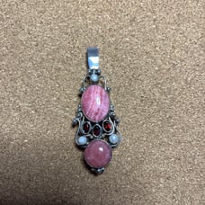 Silver and Rhodochrosite w/Garnet pendant