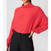 Free People We The Free M Red Ribbed Knit LS Oversize Cowl Neck Women Sweater