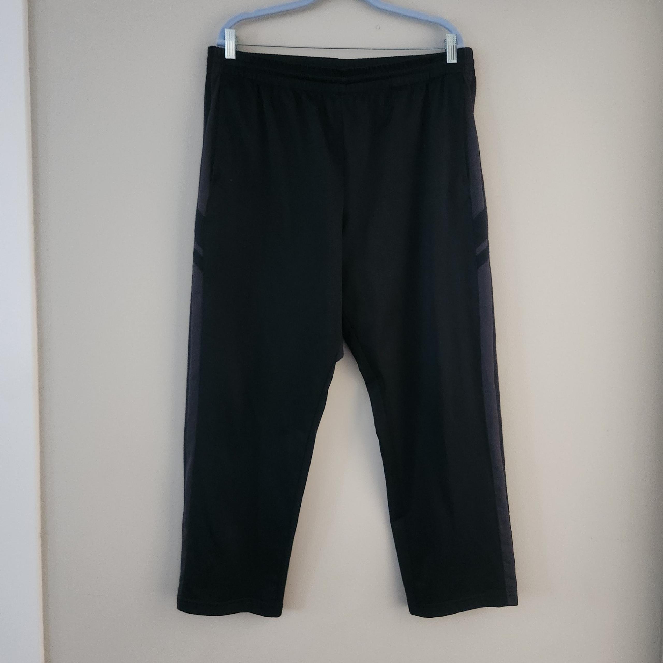 Tek Gear black track pants size large mens black & gray activewear straight leg