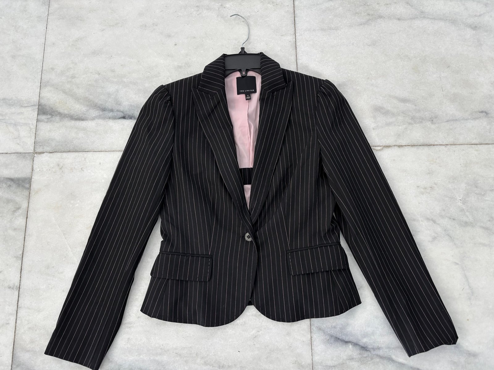 Y2K Vintage The Limited Blazer Black Pink Stripe One Button Lined Women 6 Career