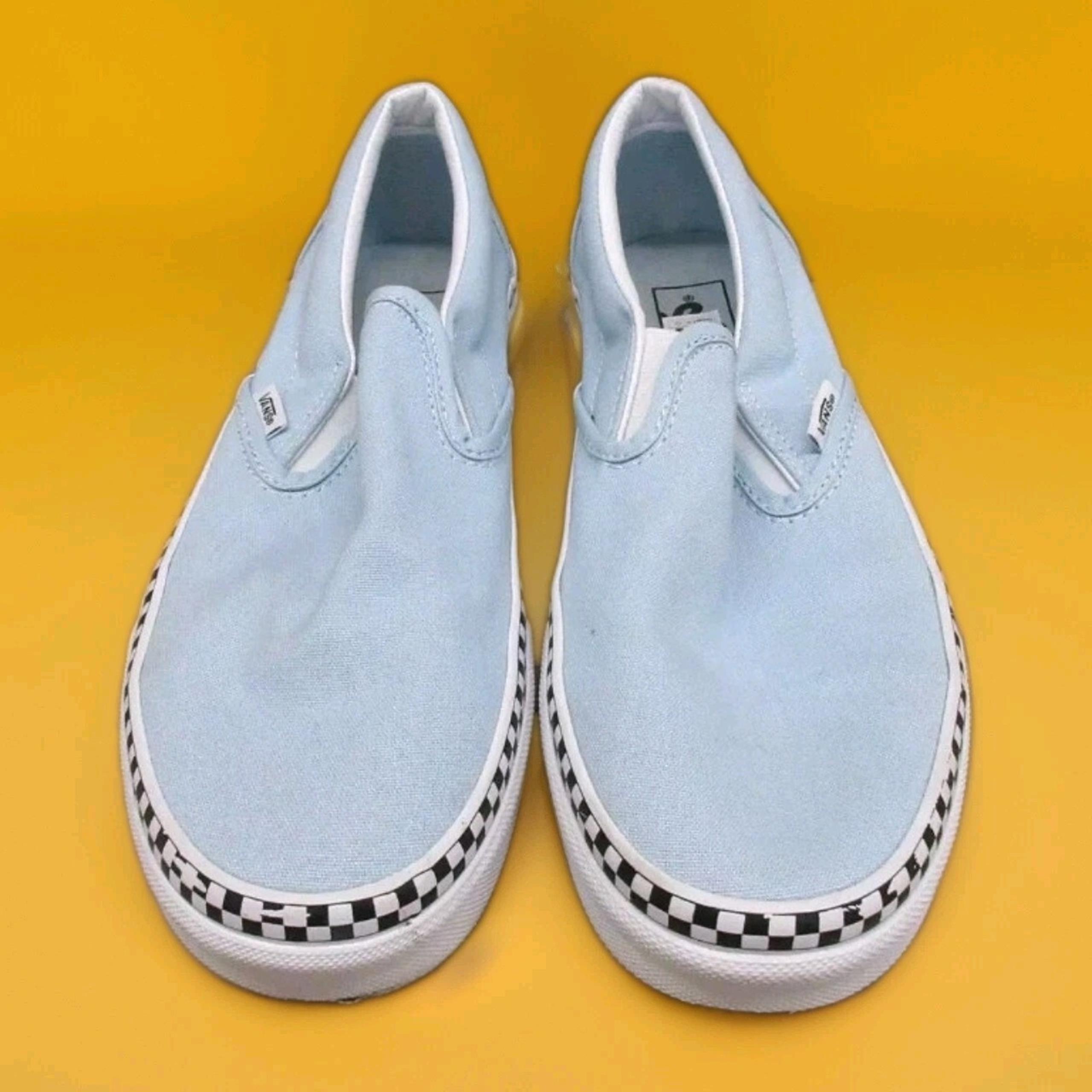 Vans Classic Check Foxing Sneakers - Cool Blue White, W 5 M 3.5 Very Nice Pair