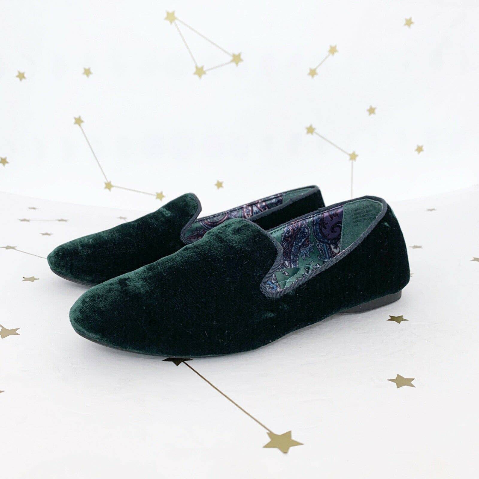 Birdies • Hunter Green Velvet Starling Flats