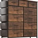 11 Dresser Drawer for Bedroom, Chest of Drawers with Side Pockets, Hooks