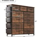 11 Dresser Drawer for Bedroom, Chest of Drawers with Side Pockets, Hooks