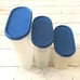 Vintage Tupperware Modular Mates Oval Food Storage Containers Set of 3 Blue Lids