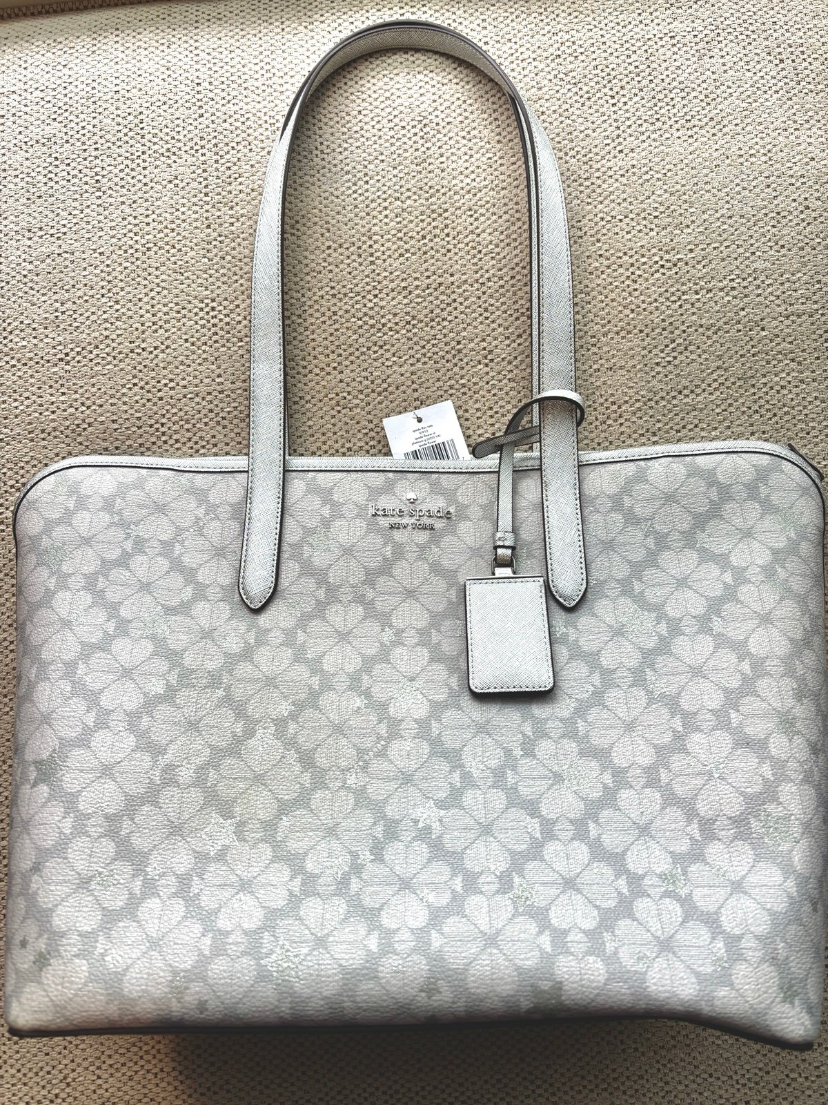 Kate Spade Flower Spade Tote in Silver
