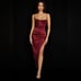 NWT HOUSE OF CB FLORA SATIN PLEATED CORSET MIDI DRESS IN SIZE SMALL (PLUS CUP)