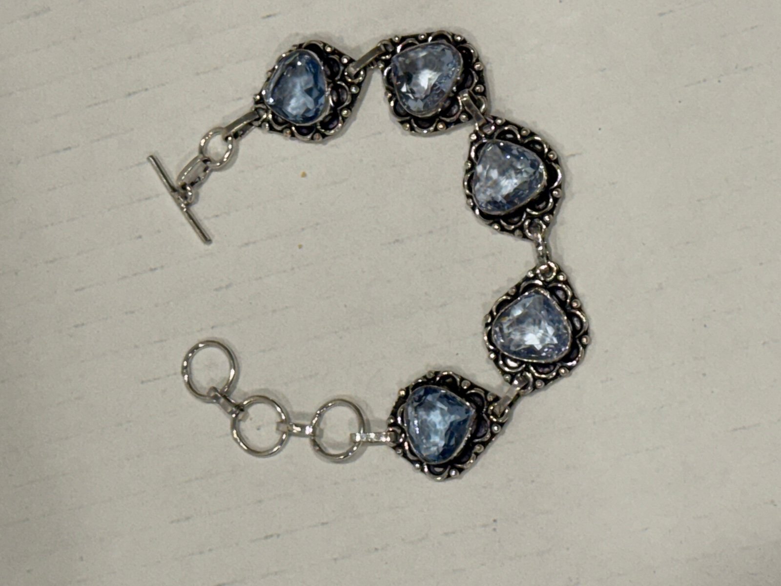 Natural Blue Topaz Gemstone Bracelet in Sterling Silver - New