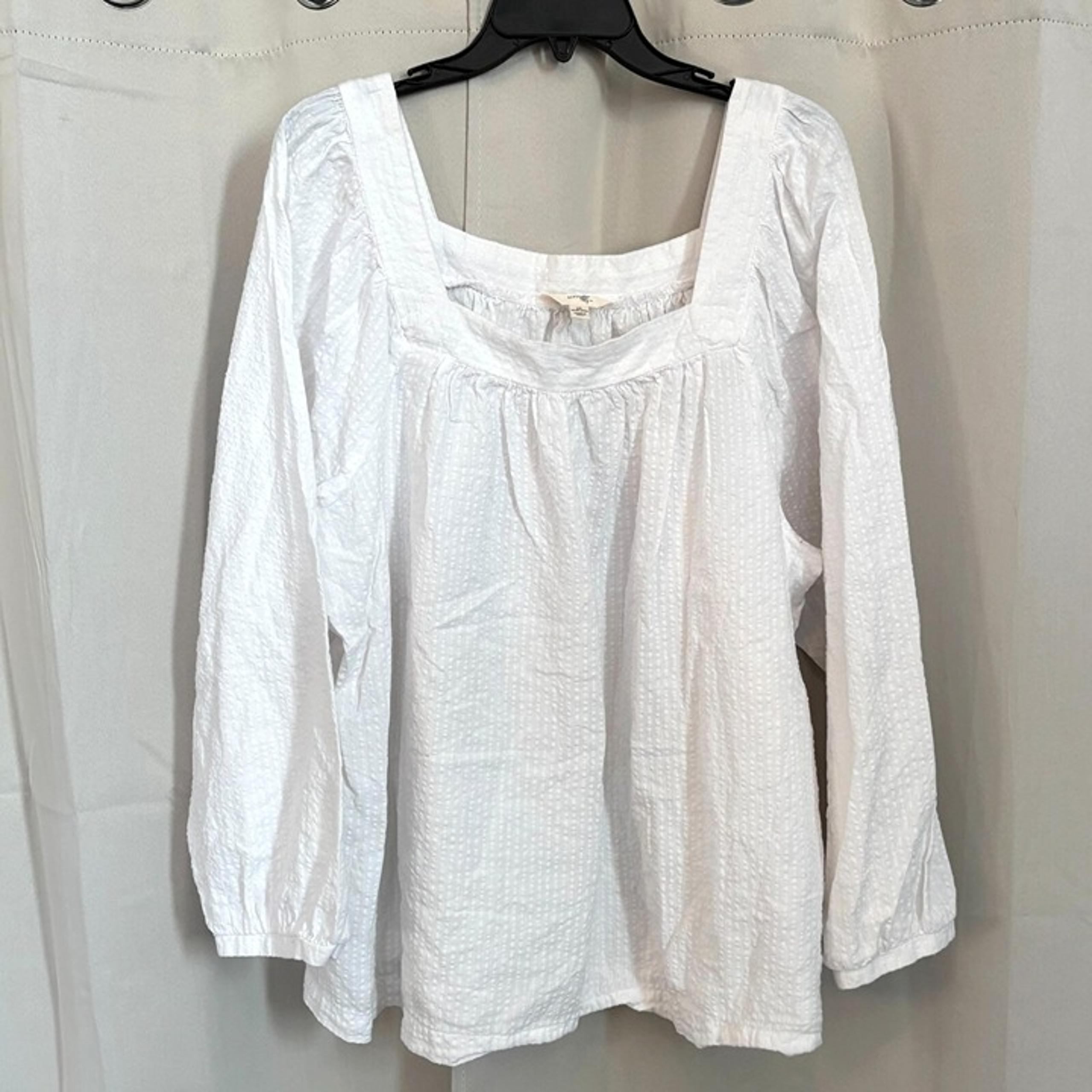 Terra Sky Womens Top Size 2X White Milkmaid Puff Sleeve Coquette Cottage 18333