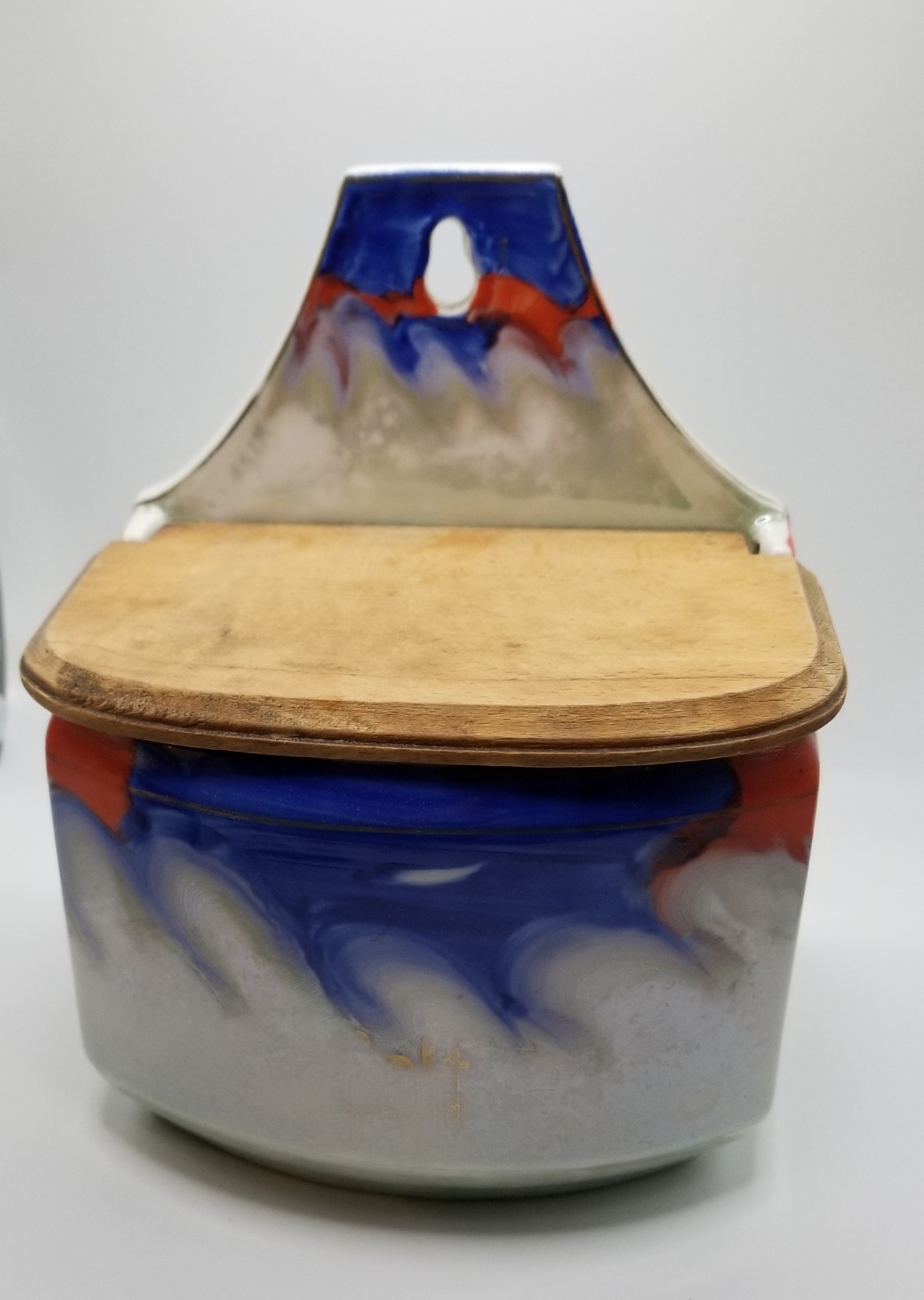 RARE-CZECH POTTERY WHITE BLOCK SALT BOX