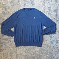 Polo Ralph Lauren Men's XXL 100% Pima Cotton V-Neck Sweater Blue