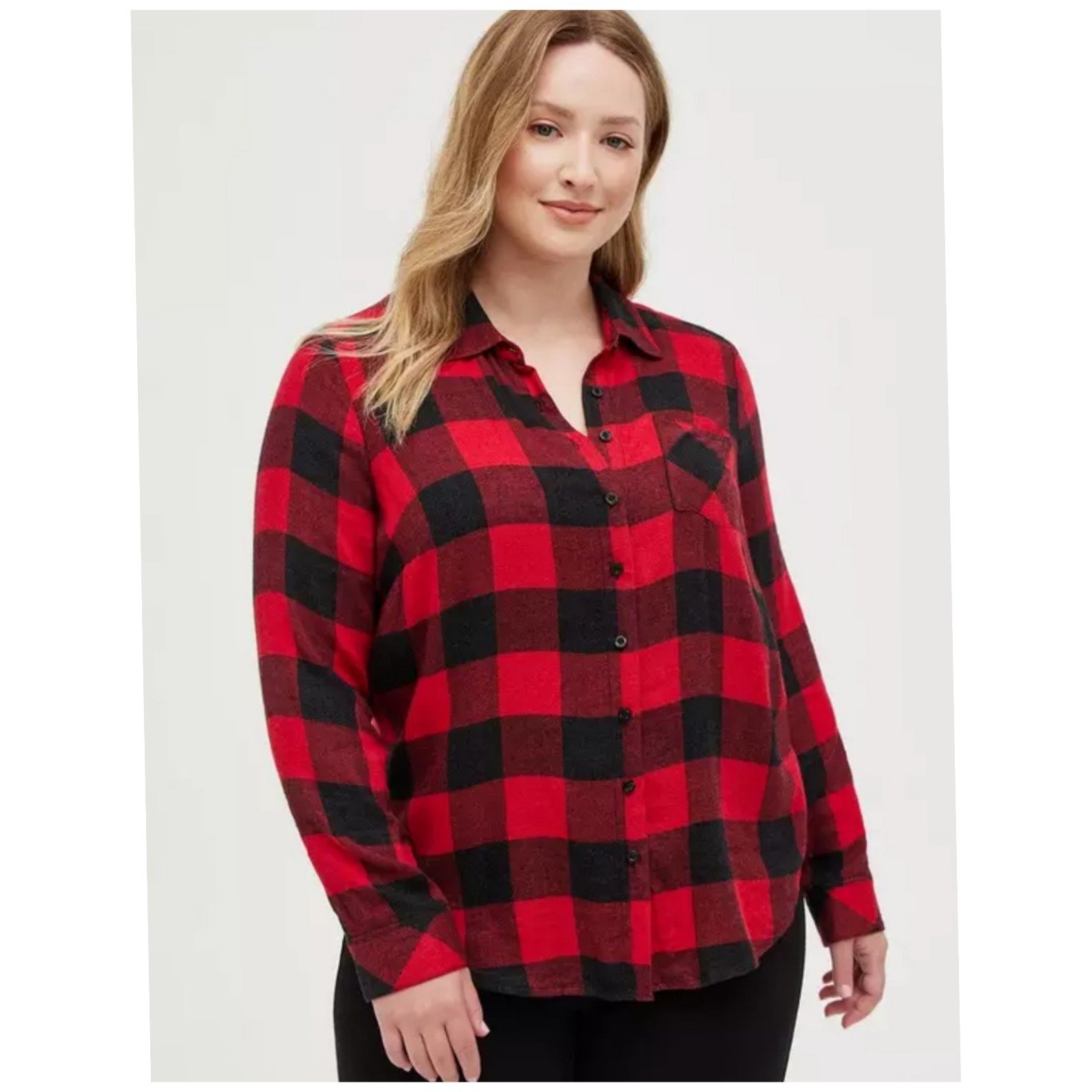 Torrid Relax Fit Plaid Long Sleeves Top Size 3