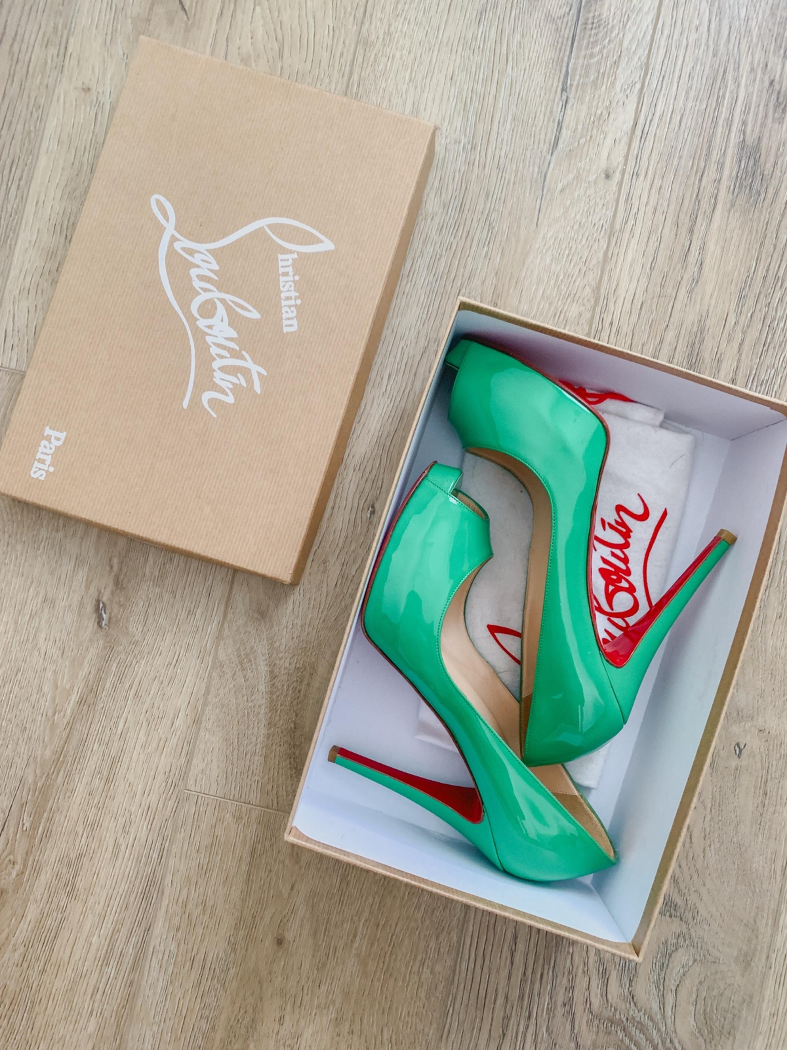 Christian Louboutin Mint Peep Toe Pumps