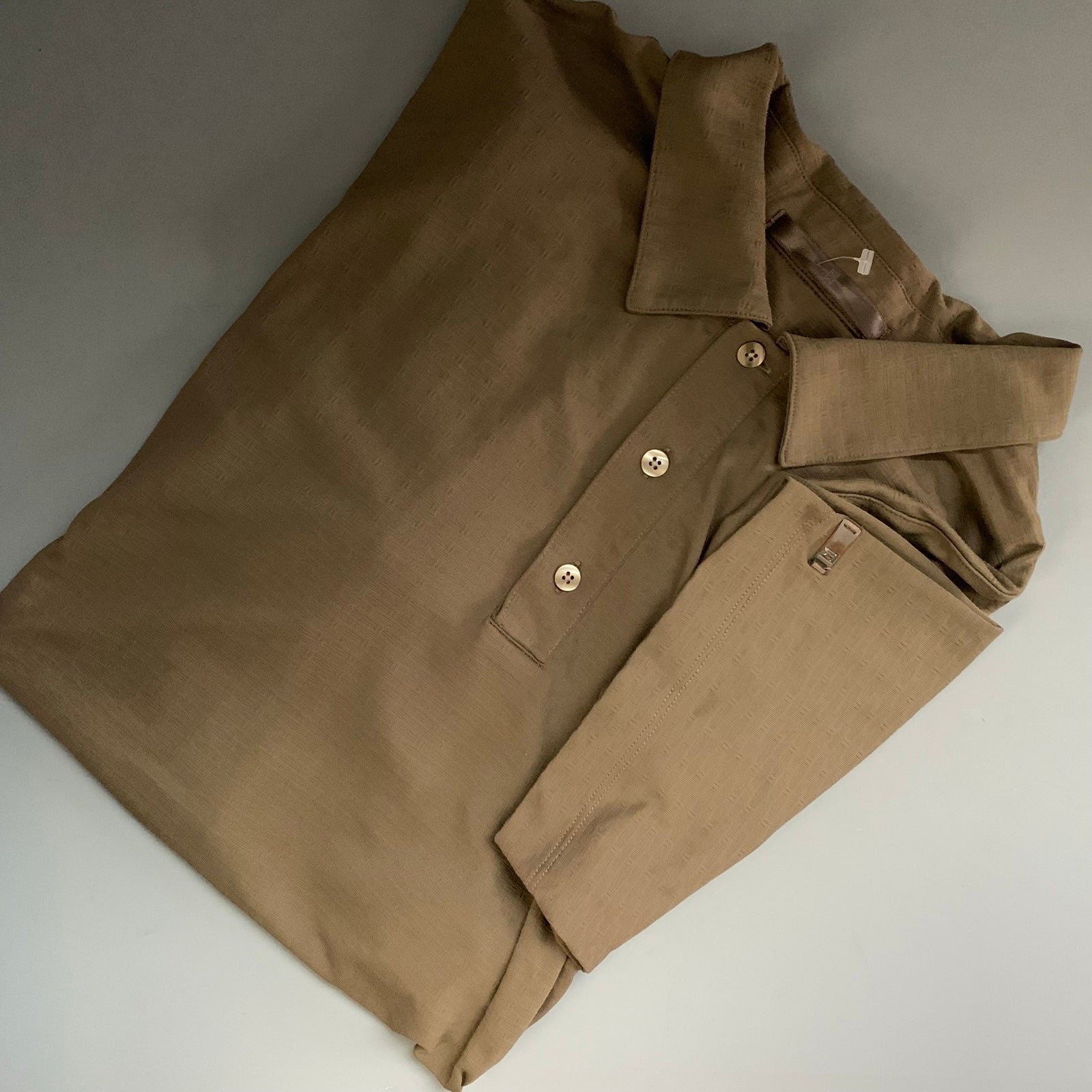 Nike Dry-FIT Tech Brown UPF Short Sleeve Performance Golf Polo Shirt L Wicking
