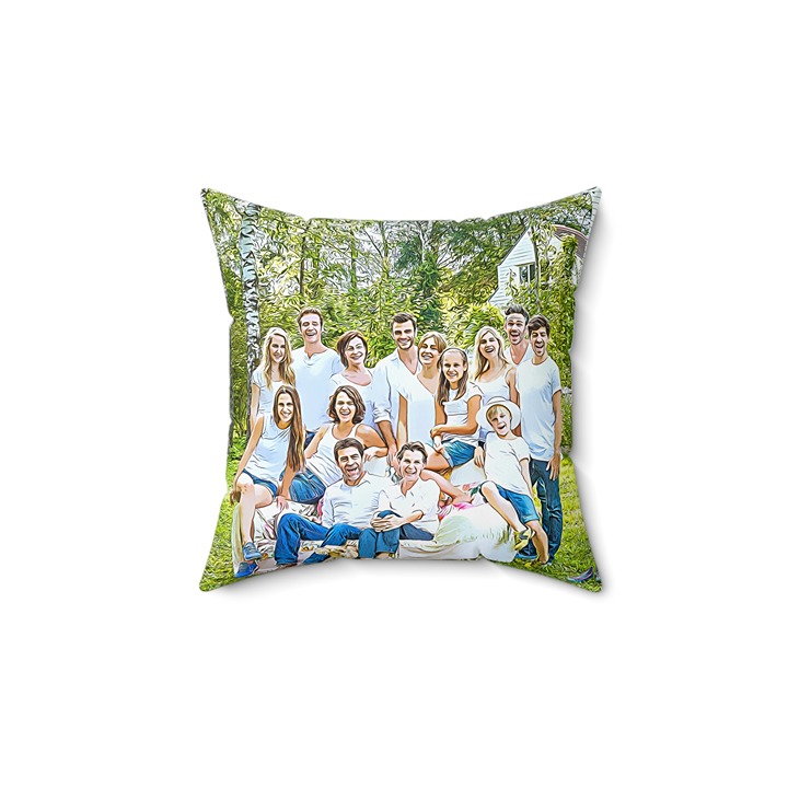 Personalized Faux Suede Square Pillow 14''×14'' | Original Photo | Custom Gift