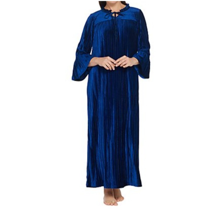 Bob Mackie Pleated Velvet Robe with Ruff