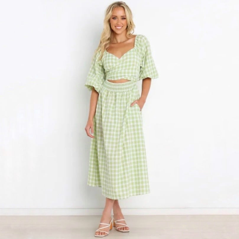 Petal & Pup Tana Smocked Wrap Midi Dress Size 2 Puff Sleeve Cottagecore Trad