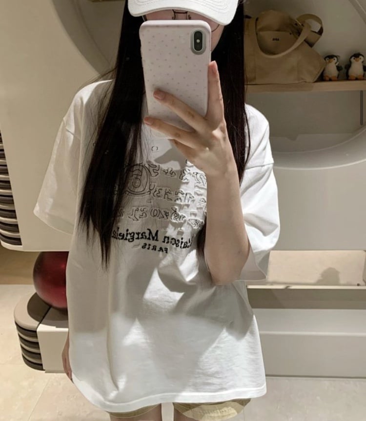 MAISON MARGIELA Off-White Embroidered Logo T-shirt L